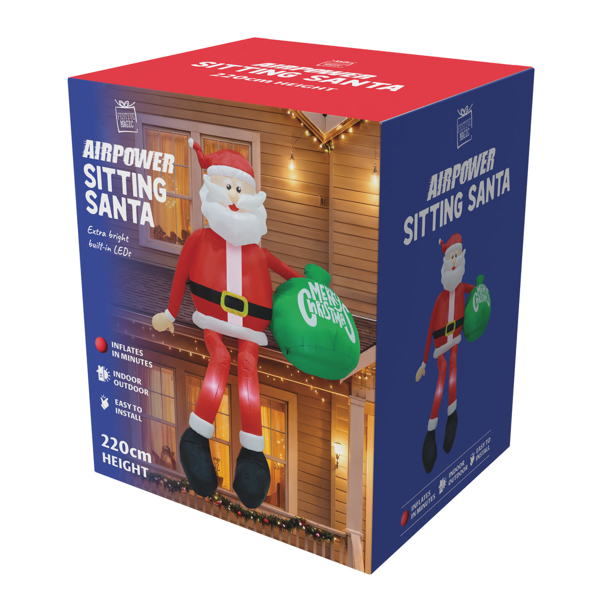 Inflatable Roof Santa with Sack 220cm