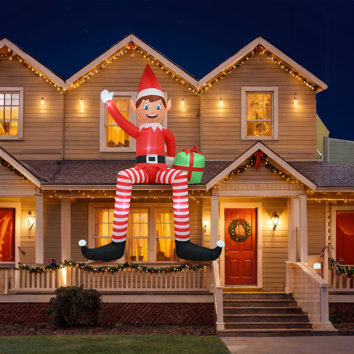 Inflatable Roof Waving Elf 305cm