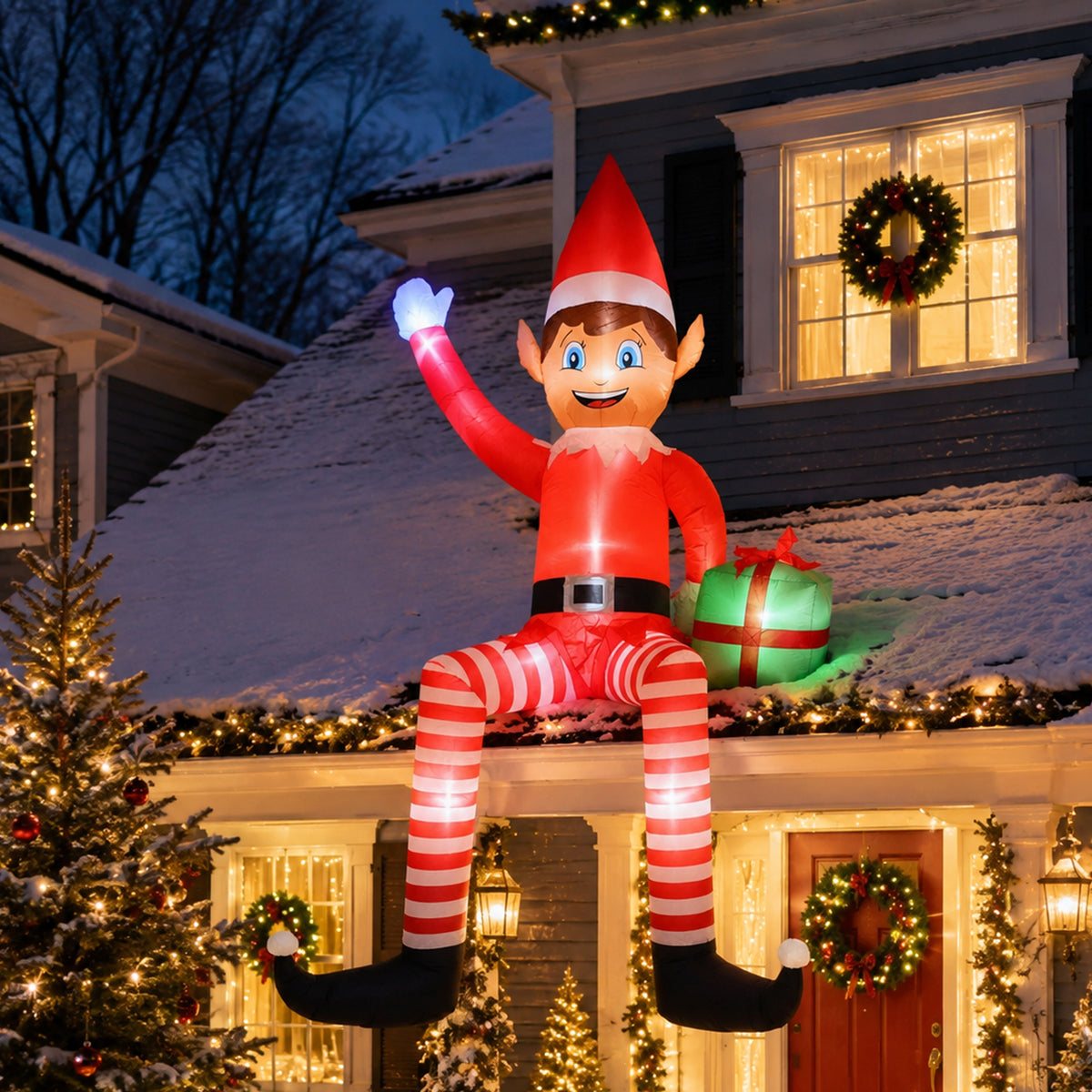 Inflatable Roof Waving Elf 305cm