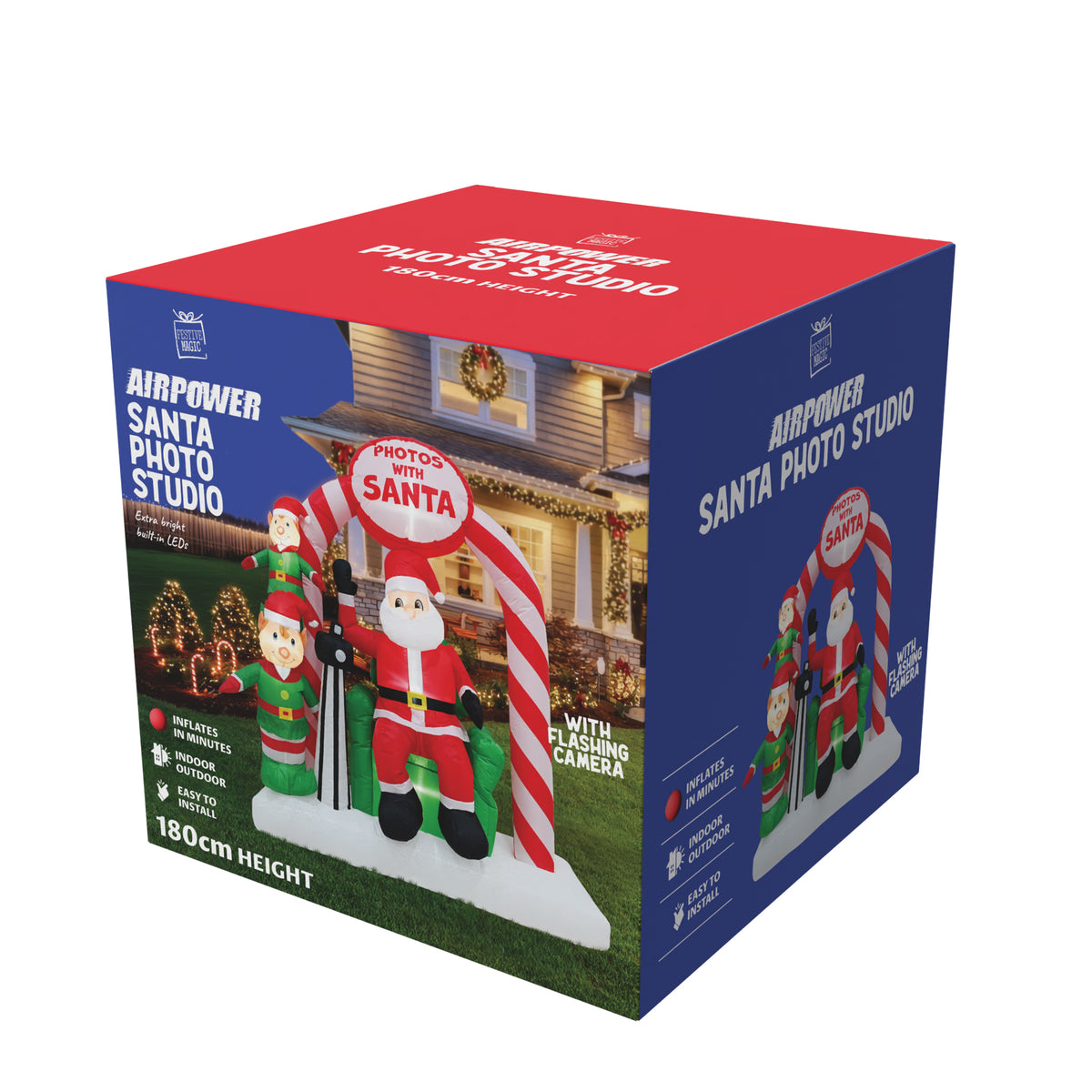 Inflatable Santa Photo Booth Camera Flash 180cm