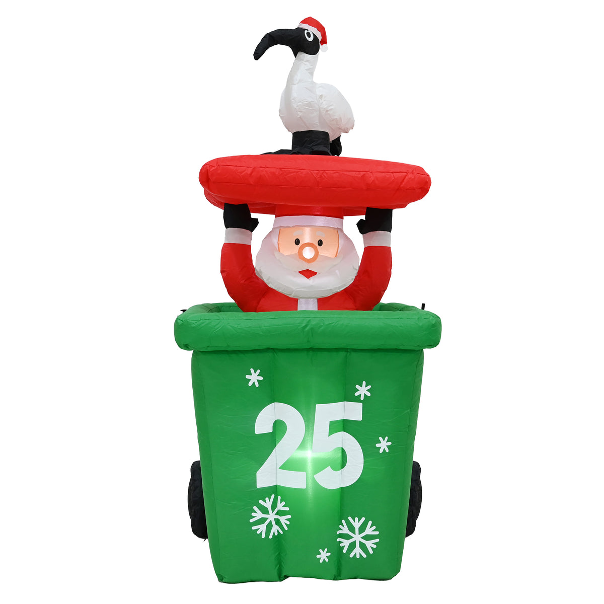 Inflatable Santa Pop Up Wheelie Bin with Bin Chicken