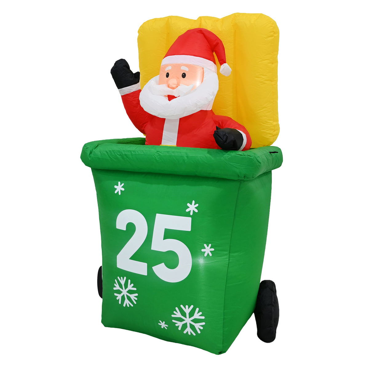 Inflatable Santa in Recycle Wheelie Bin 155cm