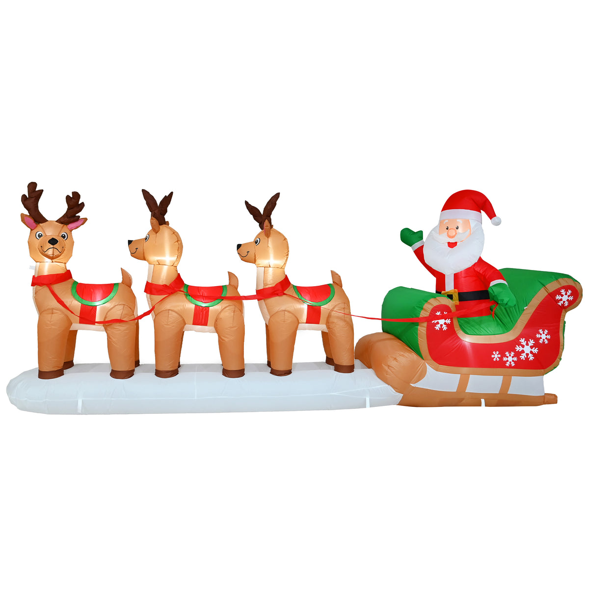 Inflatable Triple Reindeer Santa Sleigh 360cm