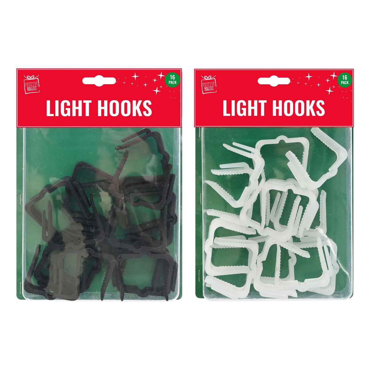 Balcony/Fence Light Hooks 16pk Black/White Assorted