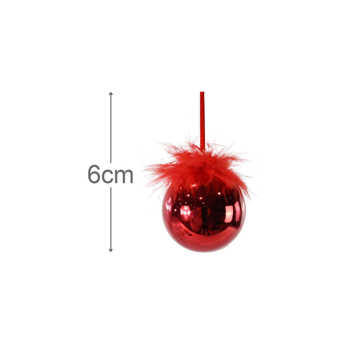 Bauble Fur Topped 6cm 8pk