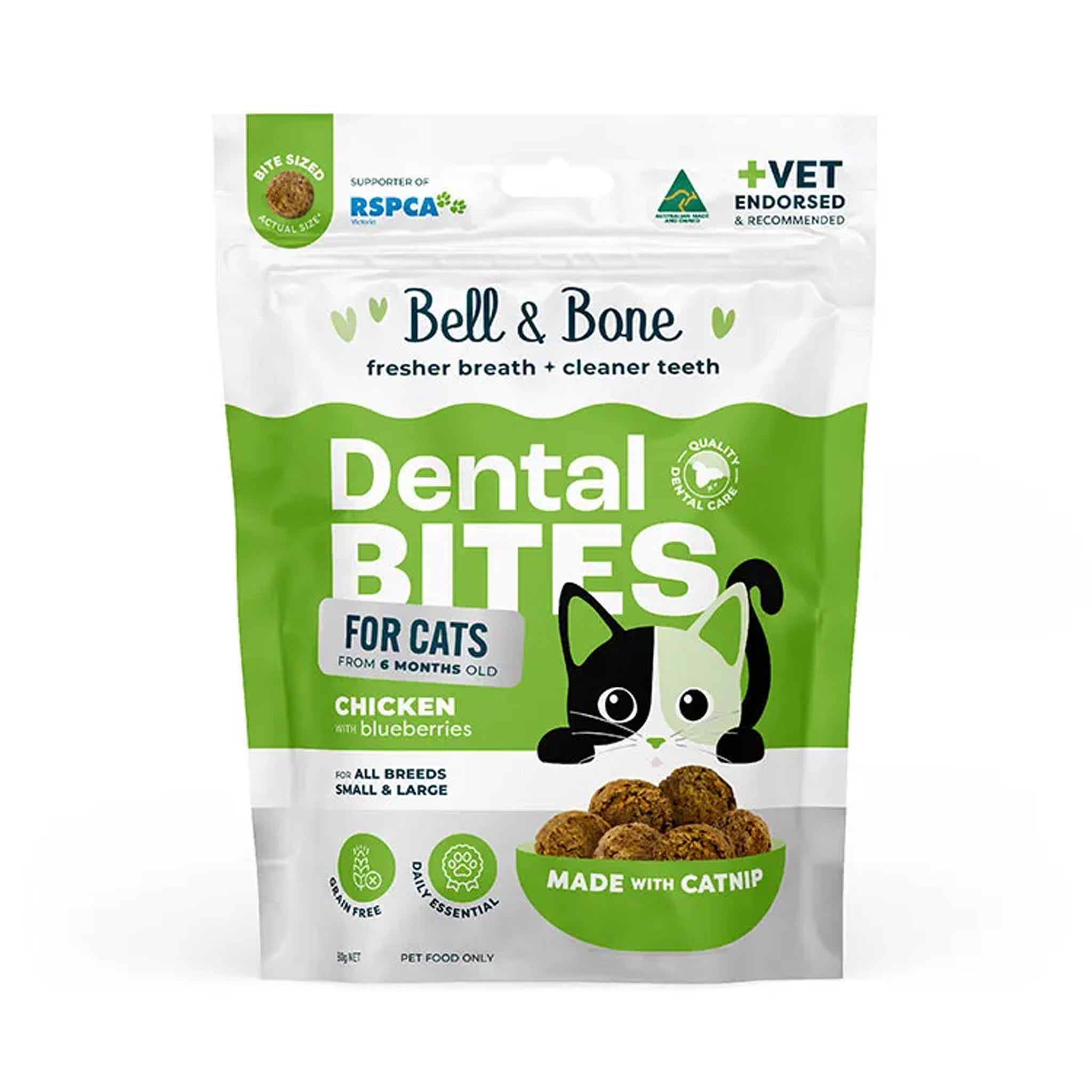 Bell & Bone Dental Bites for Cats – Chicken, Salmon & Tuna