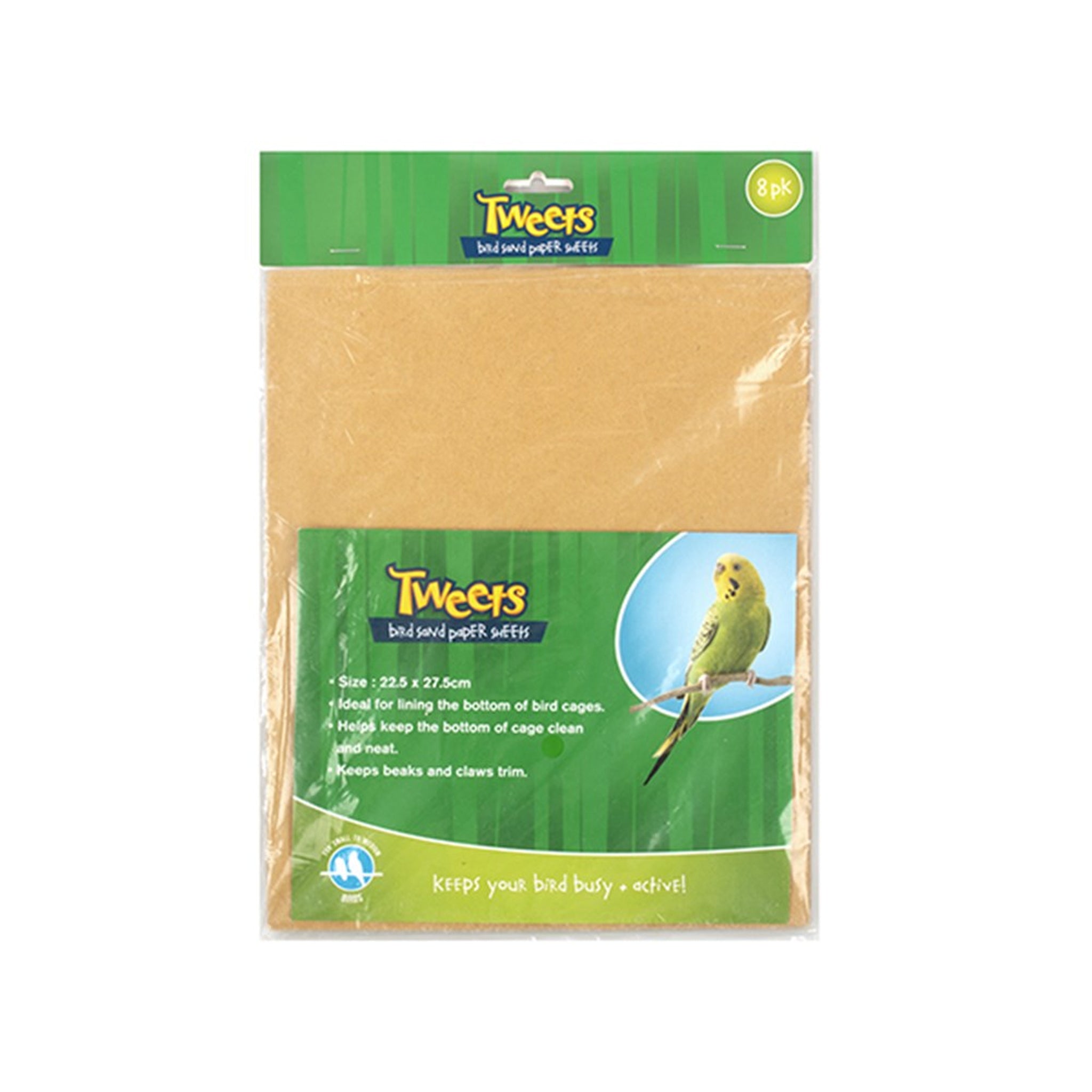 Bird Sand Paper Sheets Pk8 Claw Beak Grinding 22.5x27.5cm