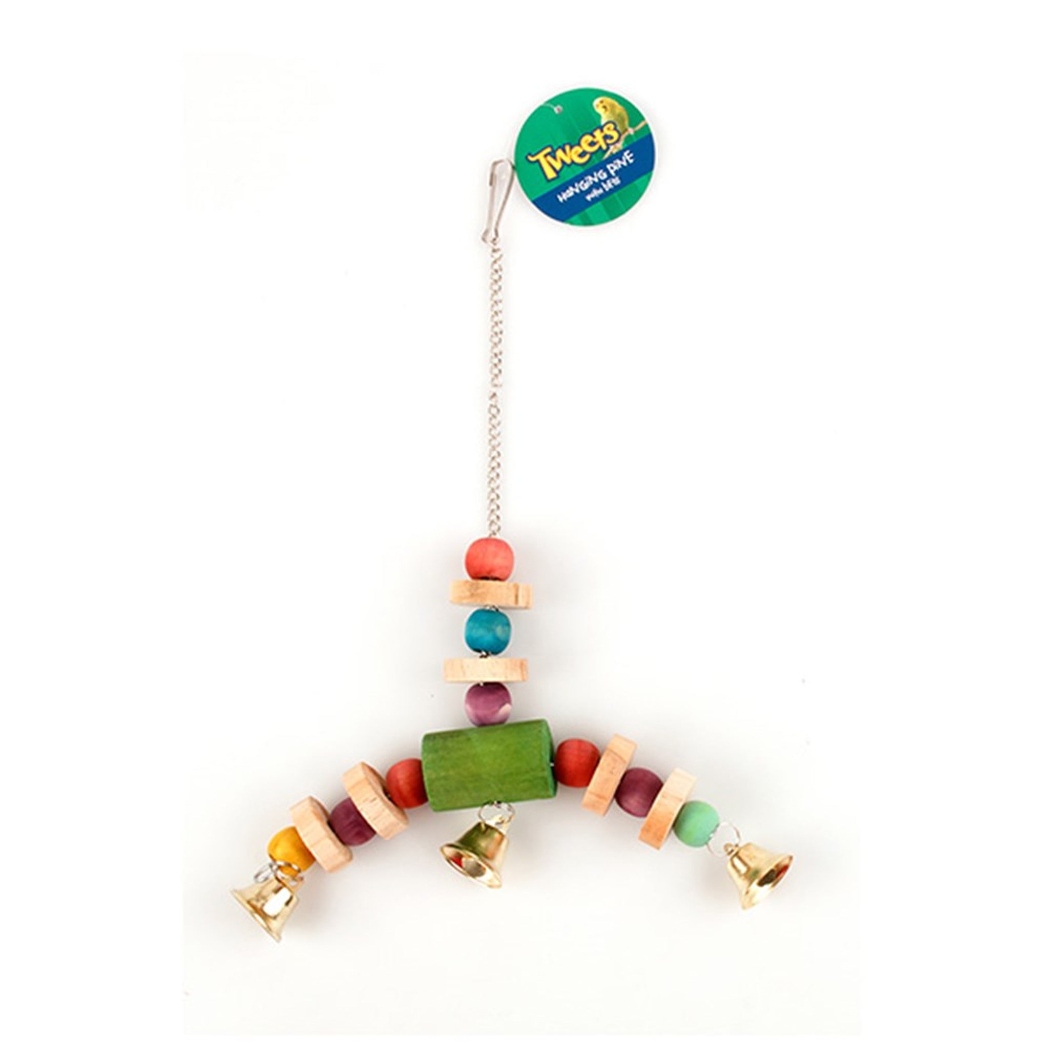 Bird Toy Hanging Pine w Bells 20x26cm
