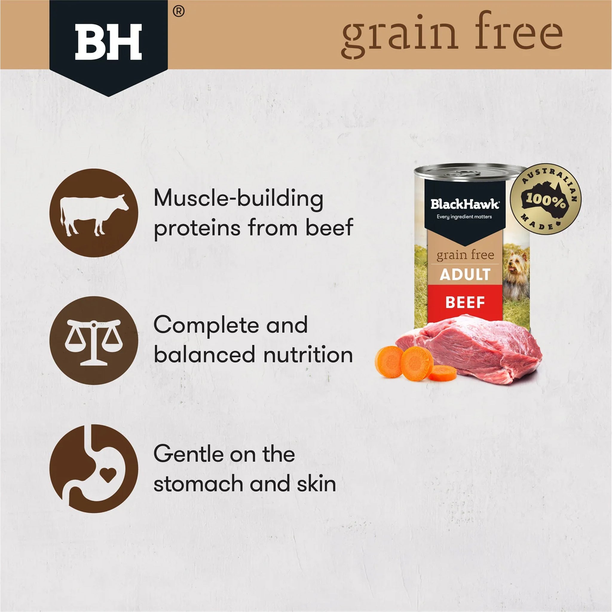 Black Hawk Adult All Breeds Grain Free Wet Dog Food 12 x 400g