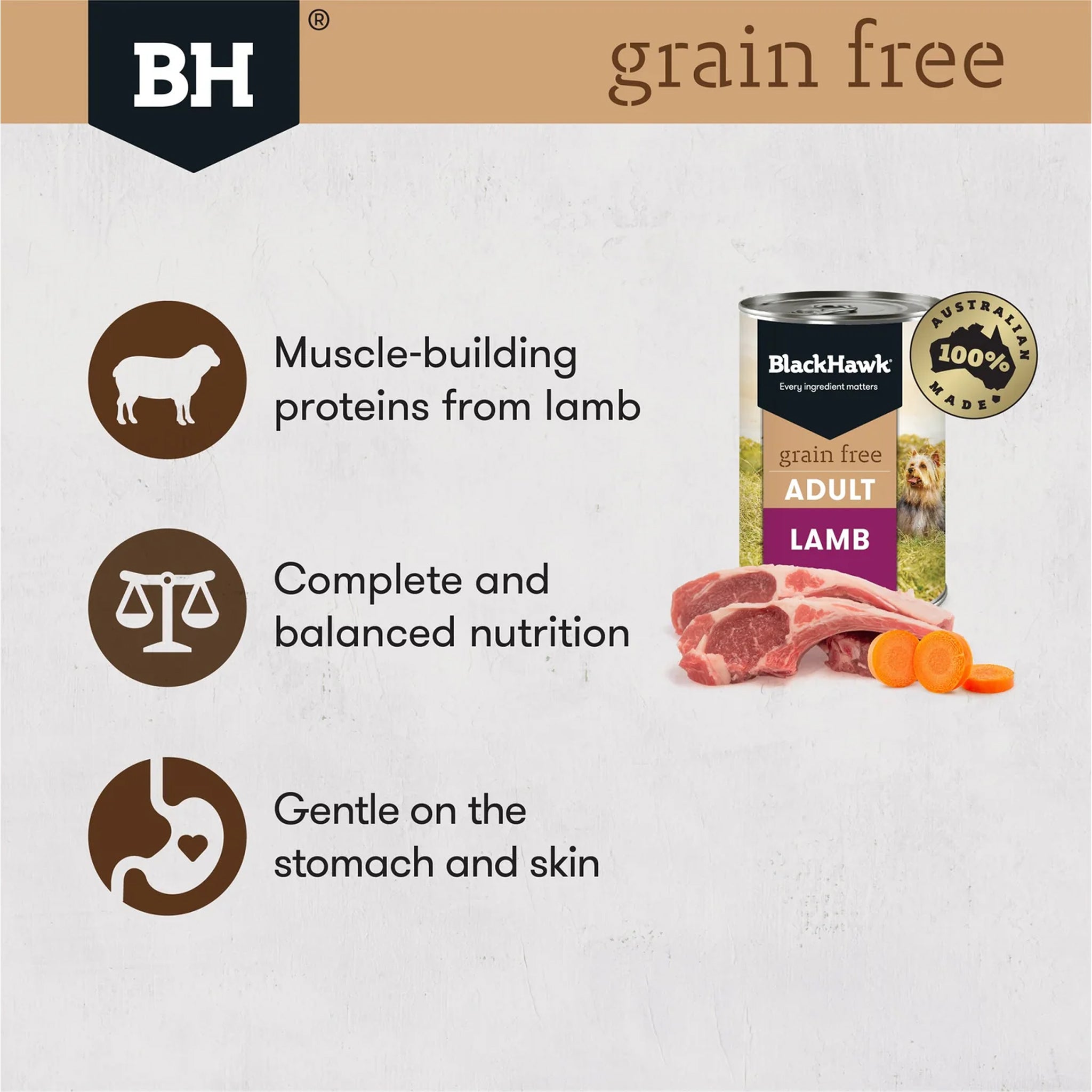 Black Hawk Adult All Breeds Grain Free Wet Dog Food 12 x 400g