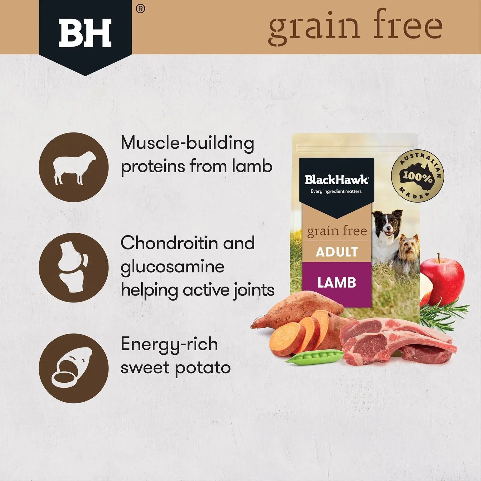 Black Hawk Adult Grain Free Lamb Dry Dog Food 15kg