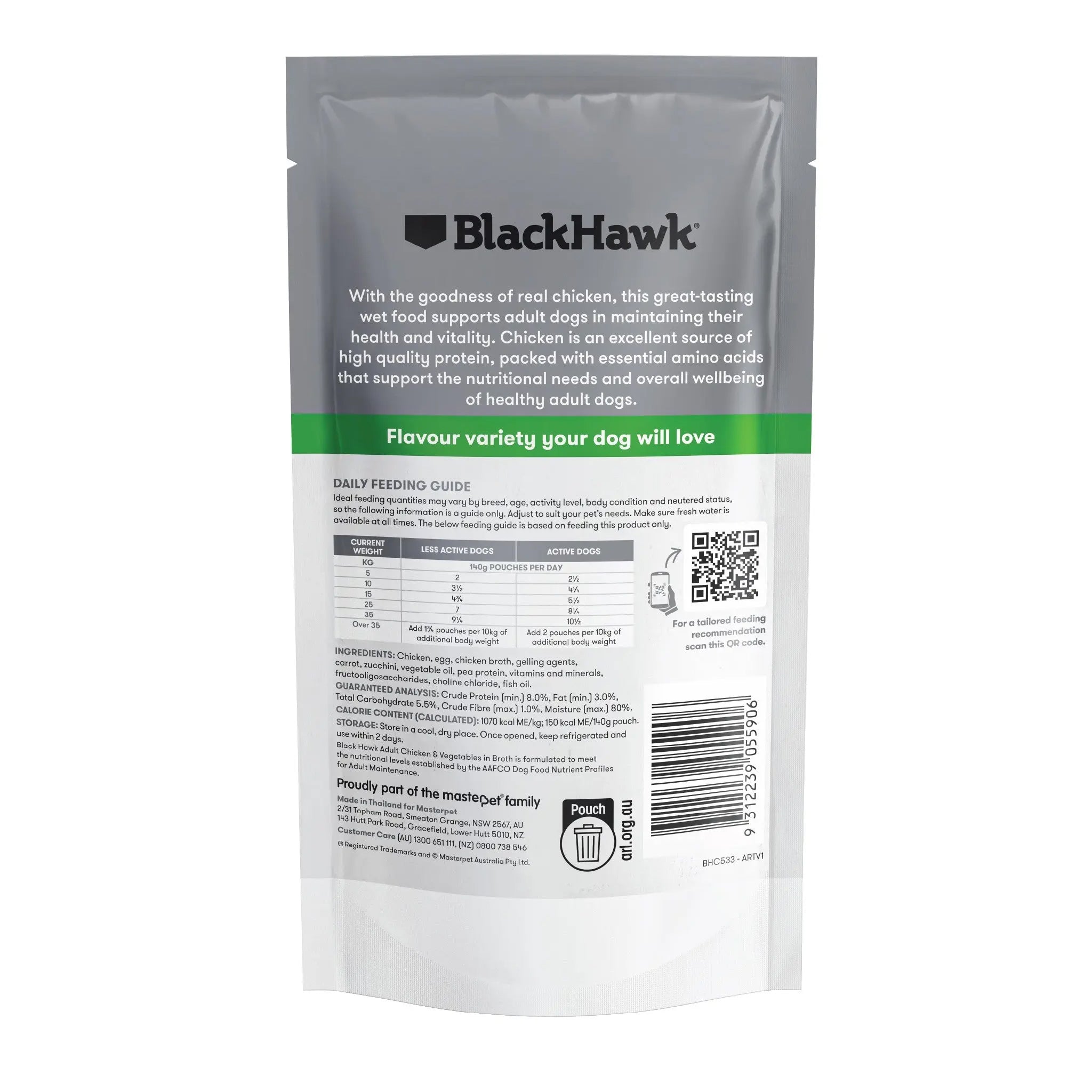 Black Hawk Original Adult Wet Dog Food 140g – 10 Pack