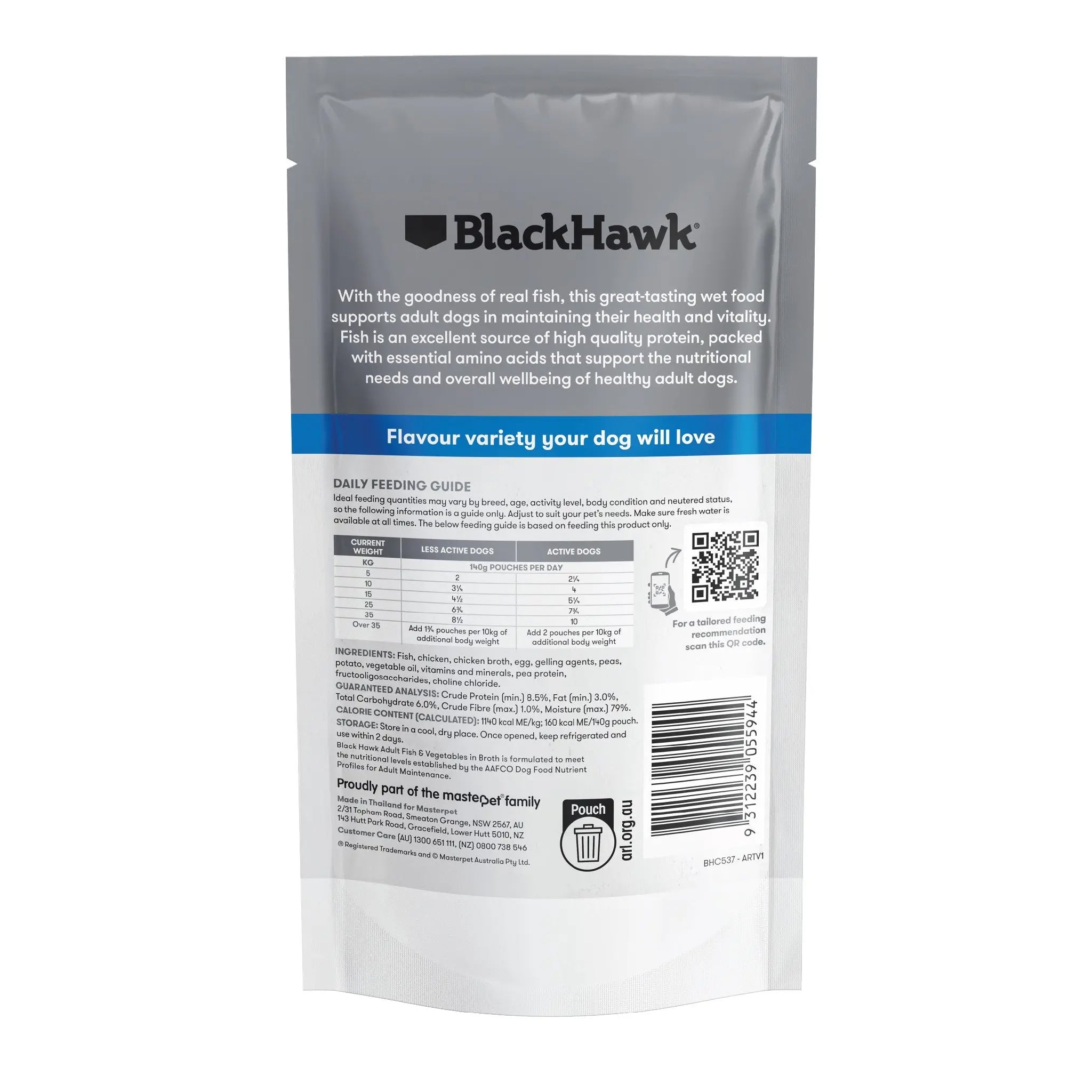 Black Hawk Original Adult Wet Dog Food 140g – 10 Pack