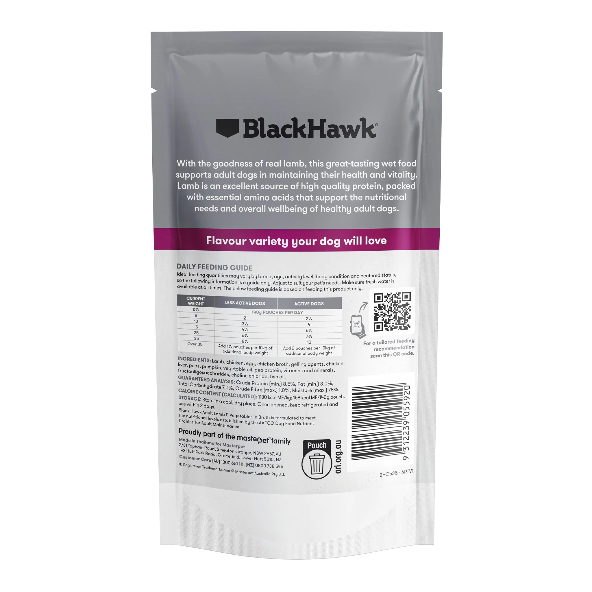 Black Hawk Original Adult Wet Dog Food 140g – 10 Pack
