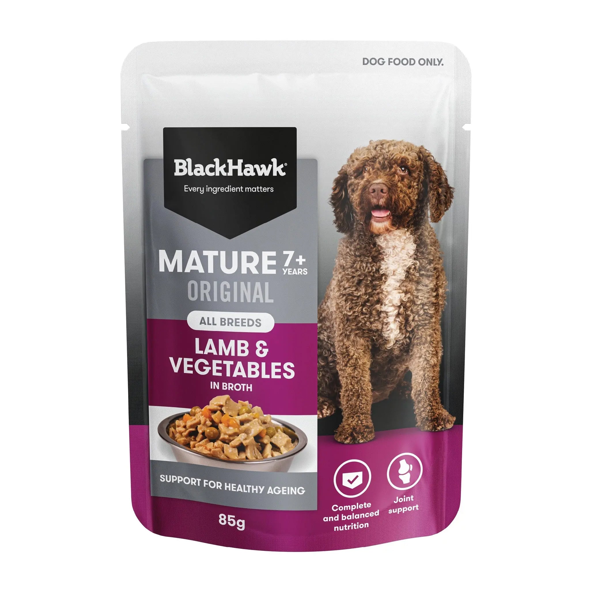 Black Hawk Original Mature Lamb & Vegetables Wet Dog Food 85g – 12 Pack