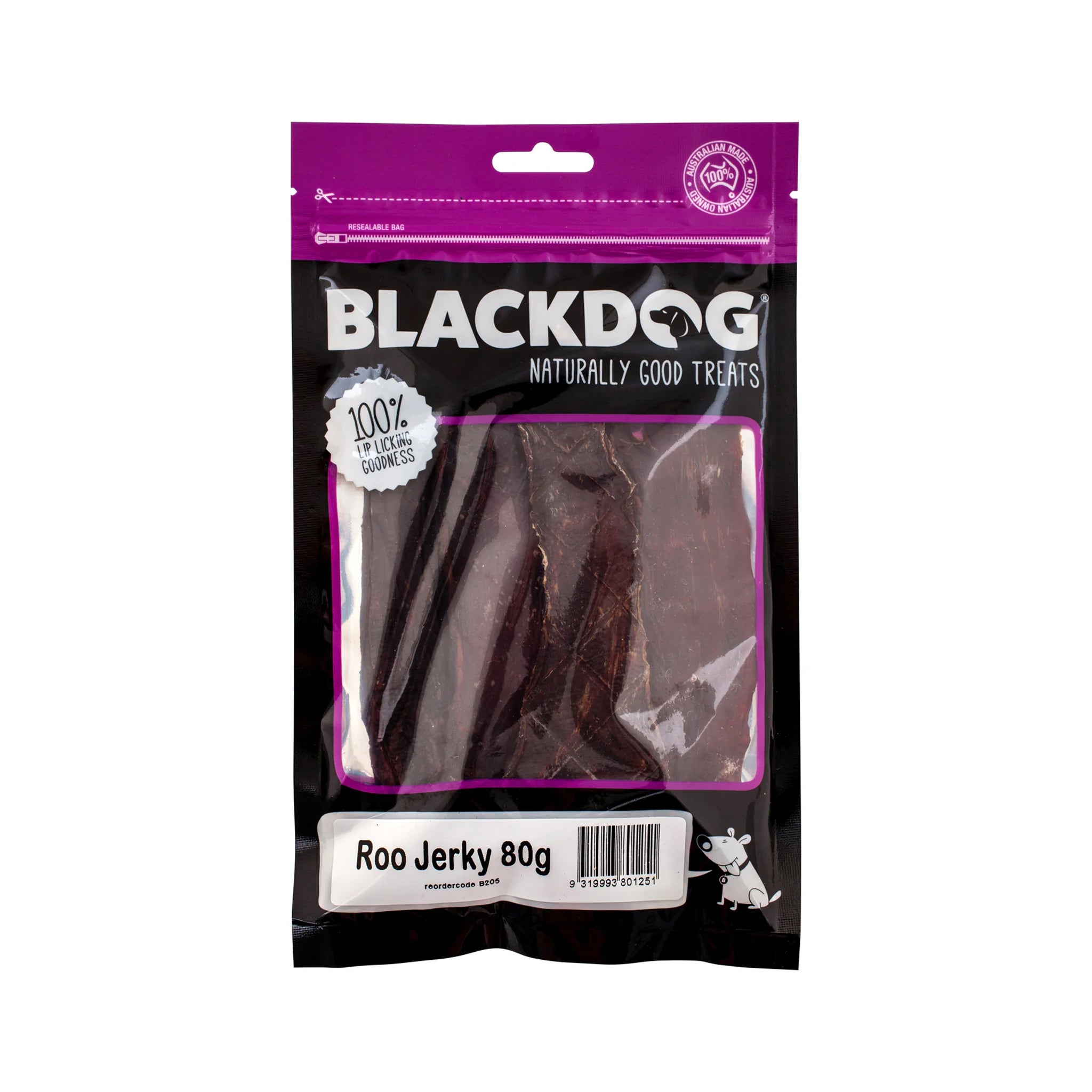 Blackdog Kangaroo Jerky Dog Treats 80g