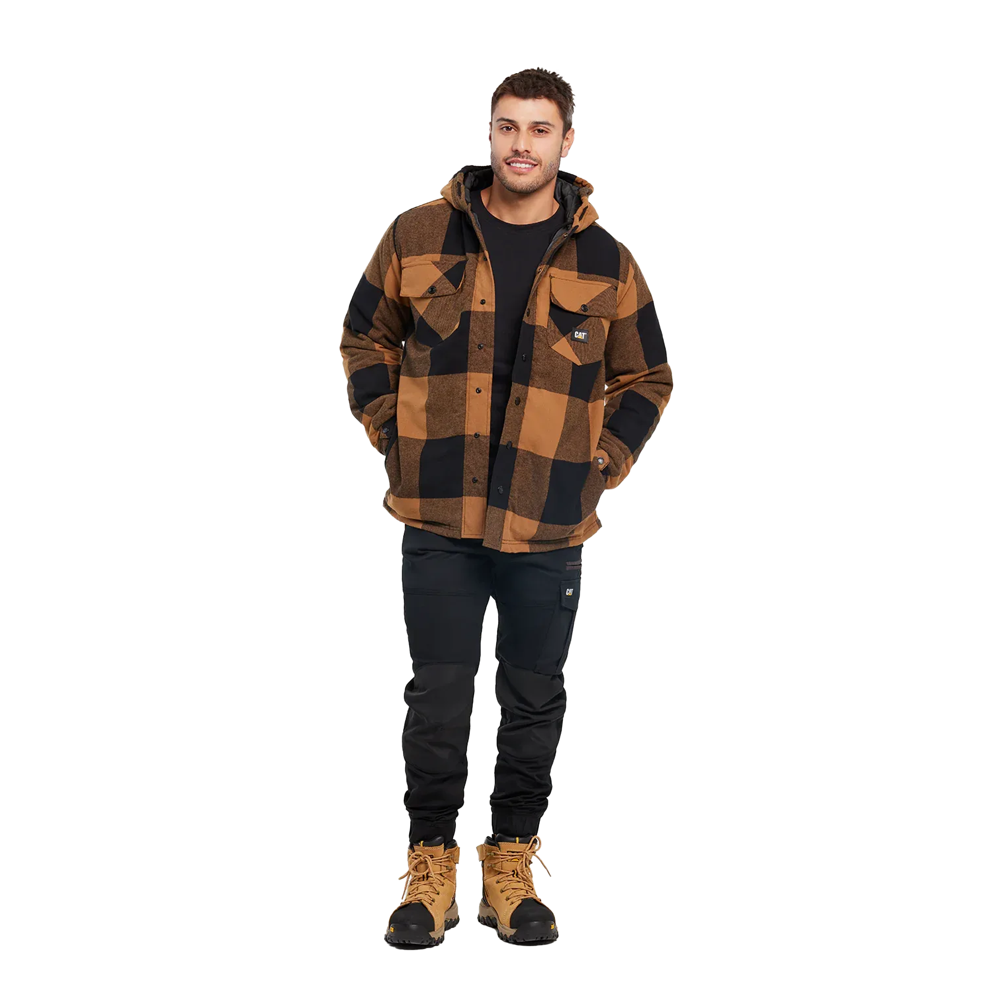 CAT Hooded Flannel Shirt Jacket