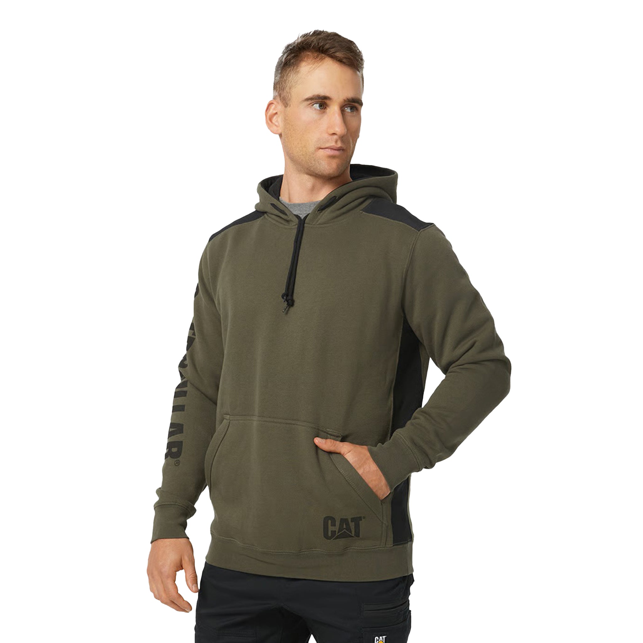 CAT Logo Panel Hooded Sweatshirt