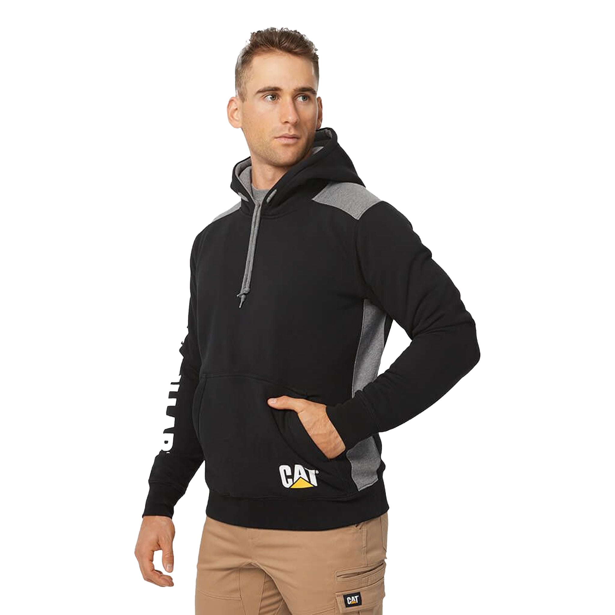 CAT Logo Panel Hooded Sweatshirt