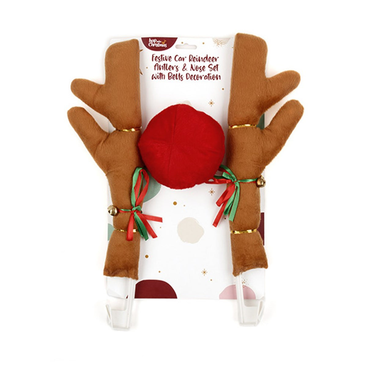 Car Xmas Reindeer Antlers Nose Set Bells