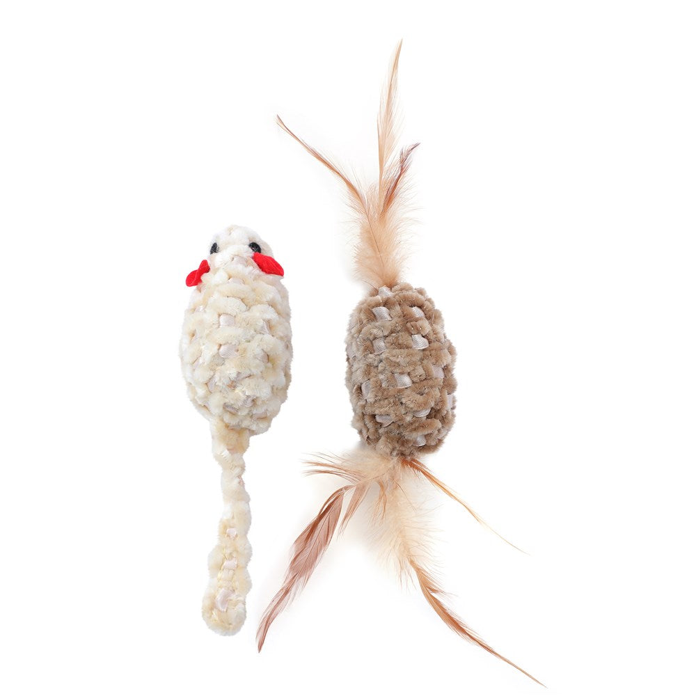 Cara Cat Chenille Cat Toy 2 Pack - Assorted