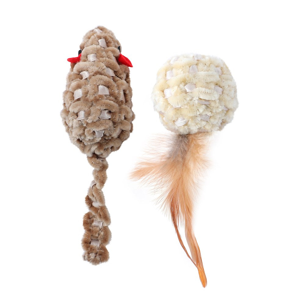 Cara Cat Chenille Cat Toy 2 Pack - Assorted