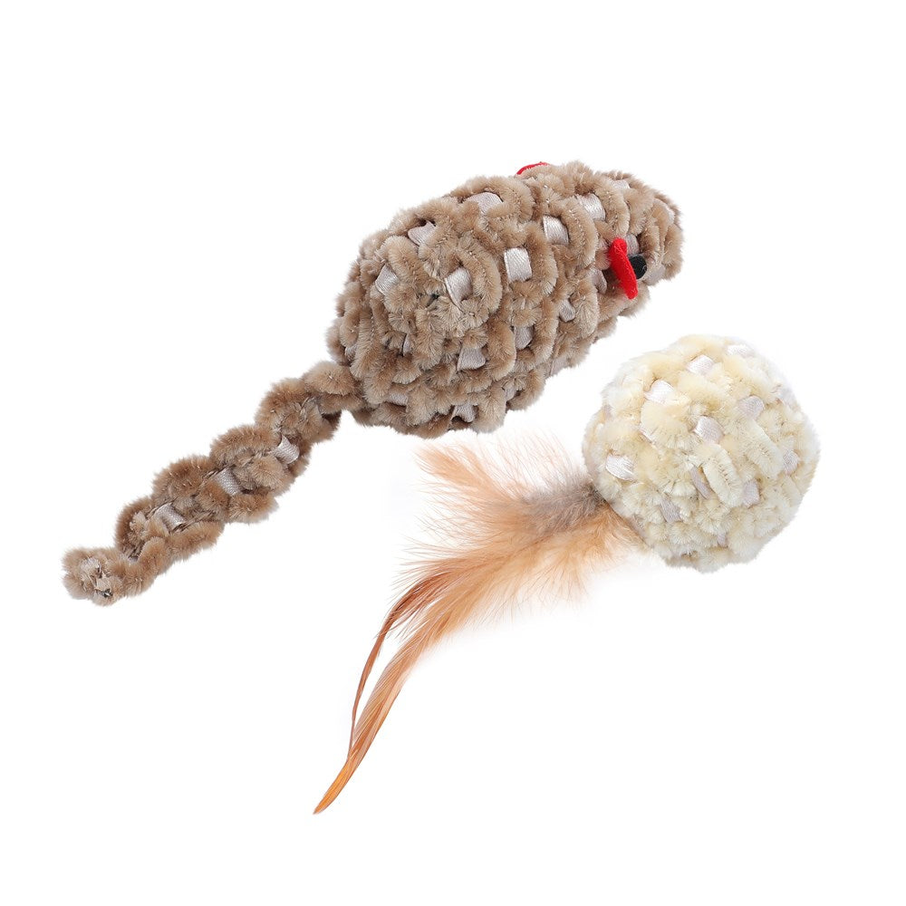 Cara Cat Chenille Cat Toy 2 Pack - Assorted