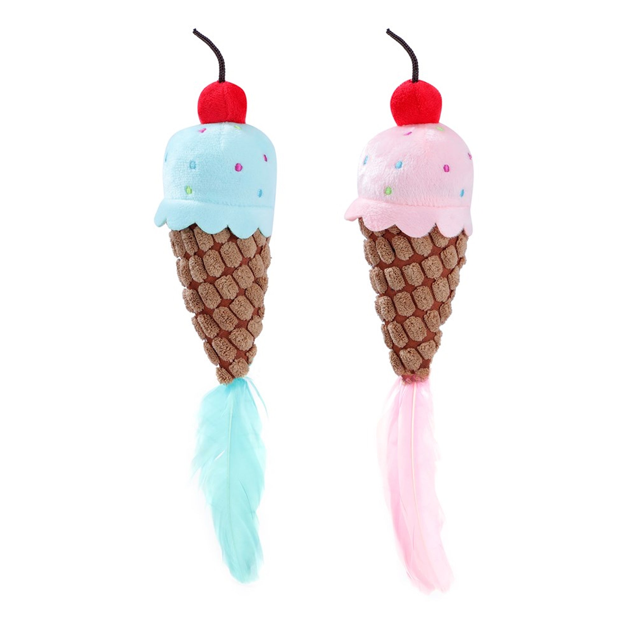 Cara Cat Ice Cream Cone Plush Cat Toy – 2 Assorted (28cm)