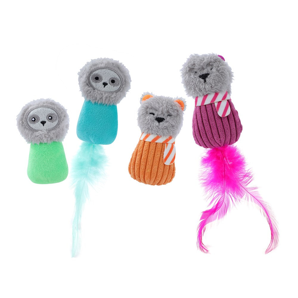 Cara Cat Plush Animals Cat Toy 4 Pack - Assorted