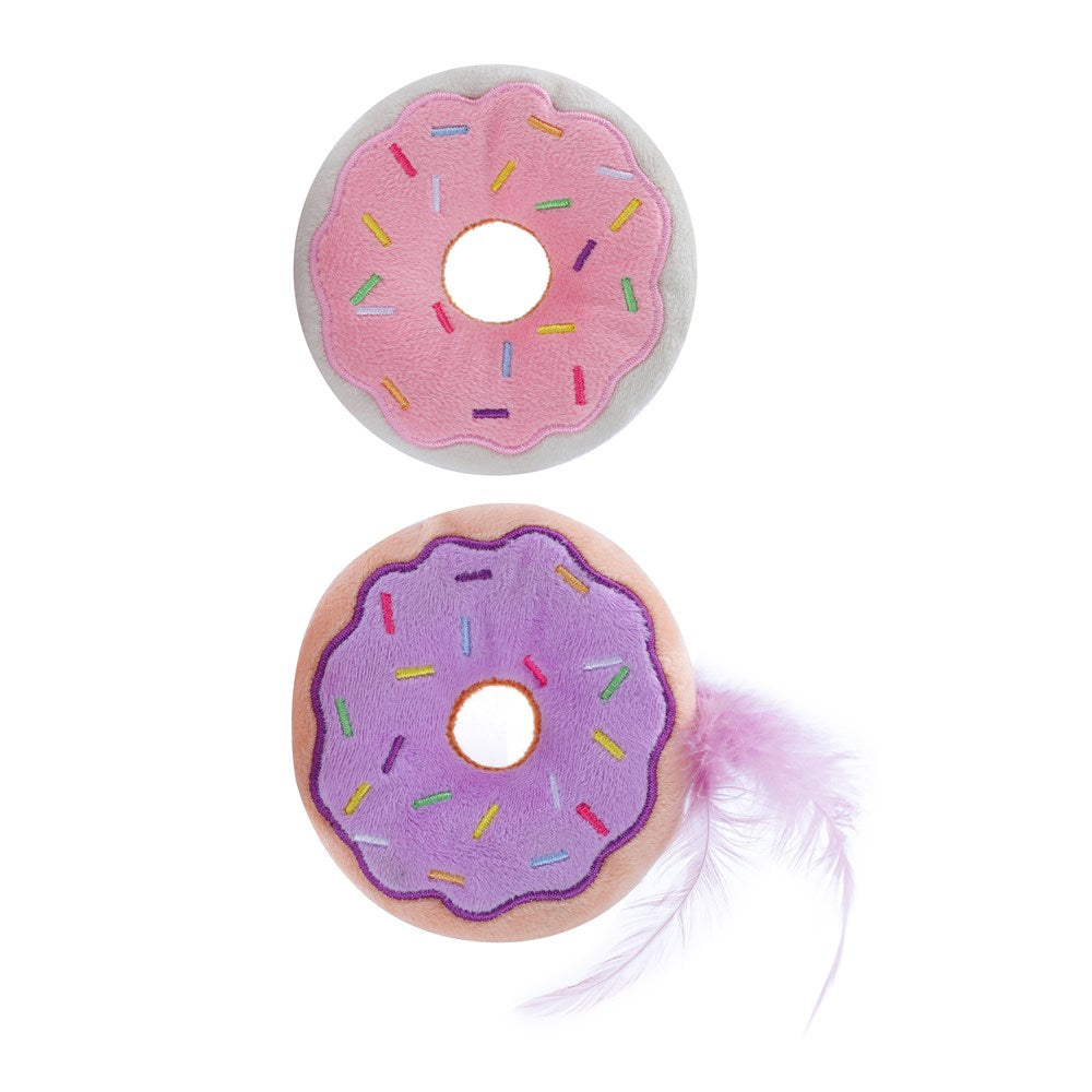Cara Cat Plush Embroidered Donut Cat Toy – 2 Pack (8cm)