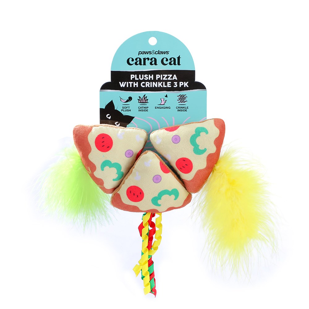 Cara Cat Plush Pizza Dangler with Catnip – 3 Pack
