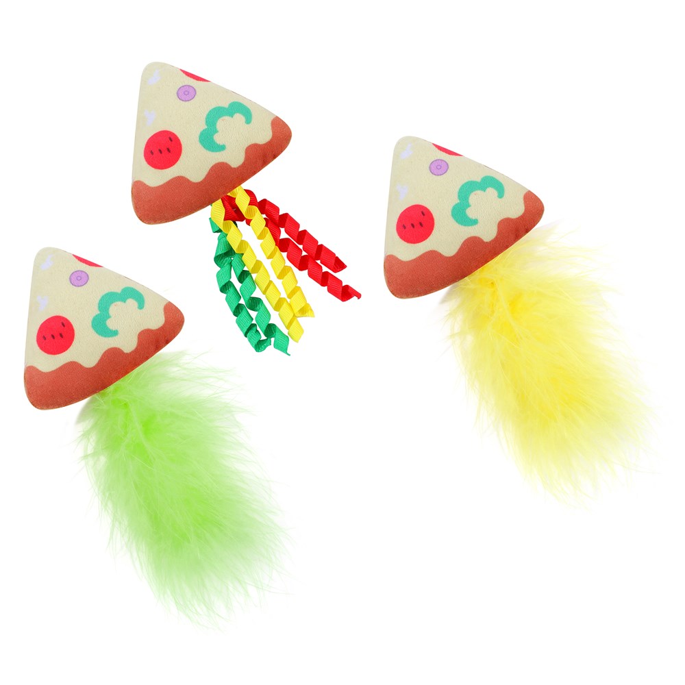Cara Cat Plush Pizza Dangler with Catnip – 3 Pack