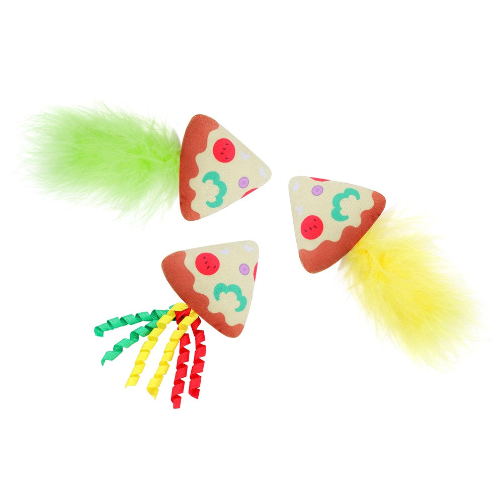 Cara Cat Plush Pizza Dangler with Catnip – 3 Pack