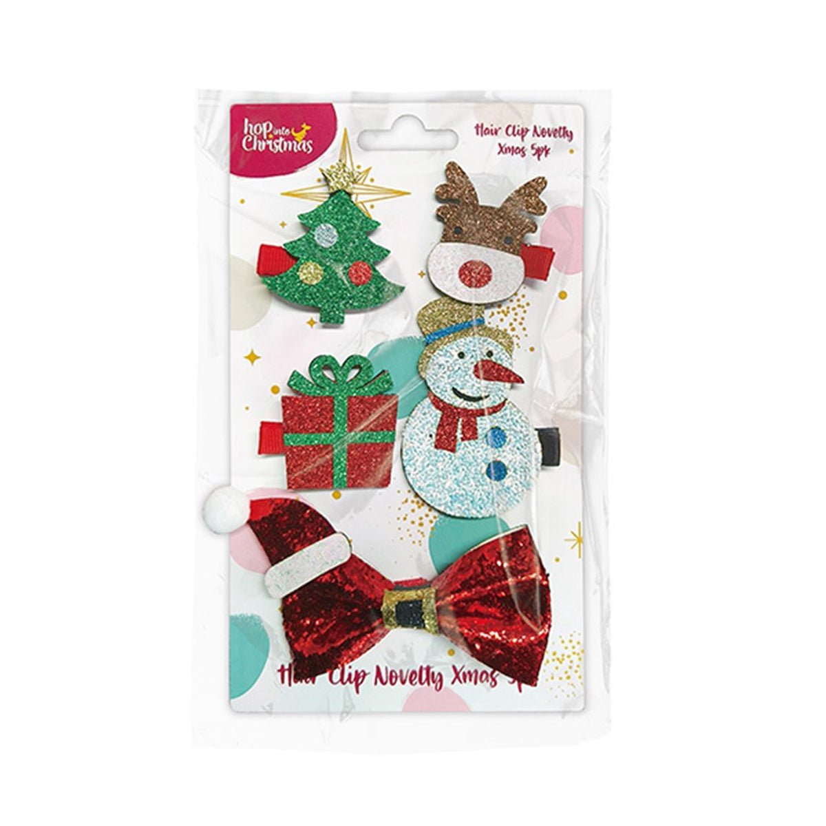 Christmas Novelty Hair Clips 5pk