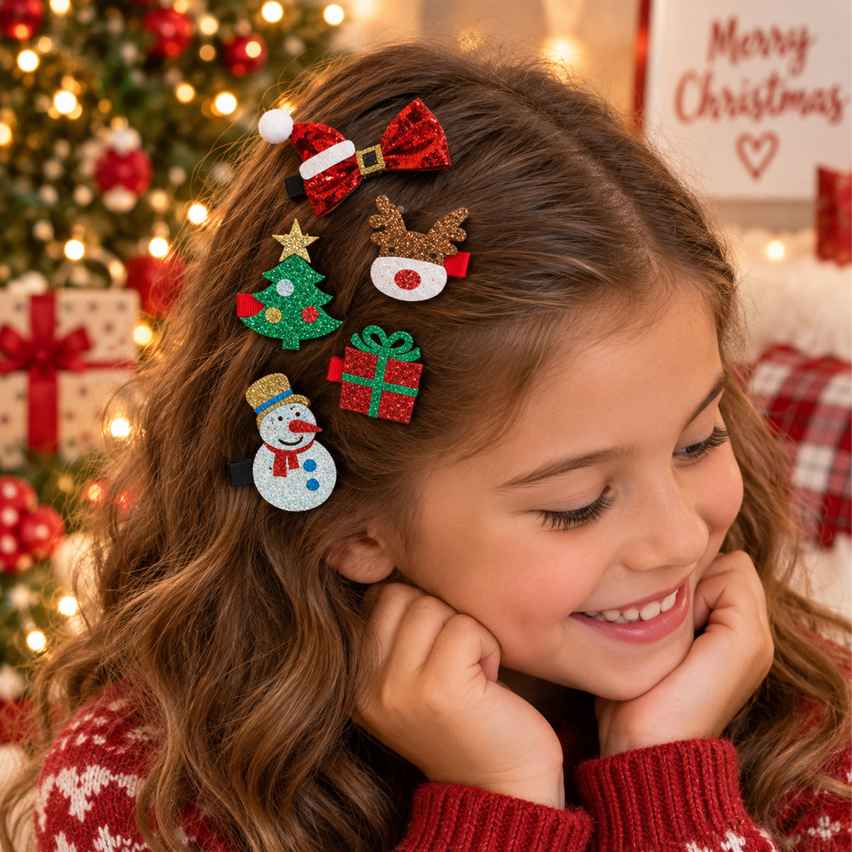 Christmas Novelty Hair Clips 5pk