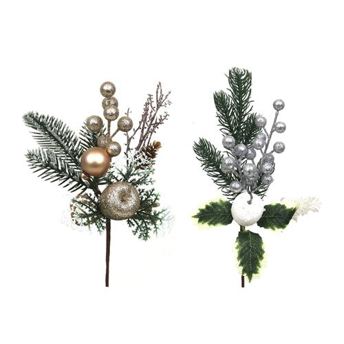 Christmas Picks - Silver, Champagne Assorted