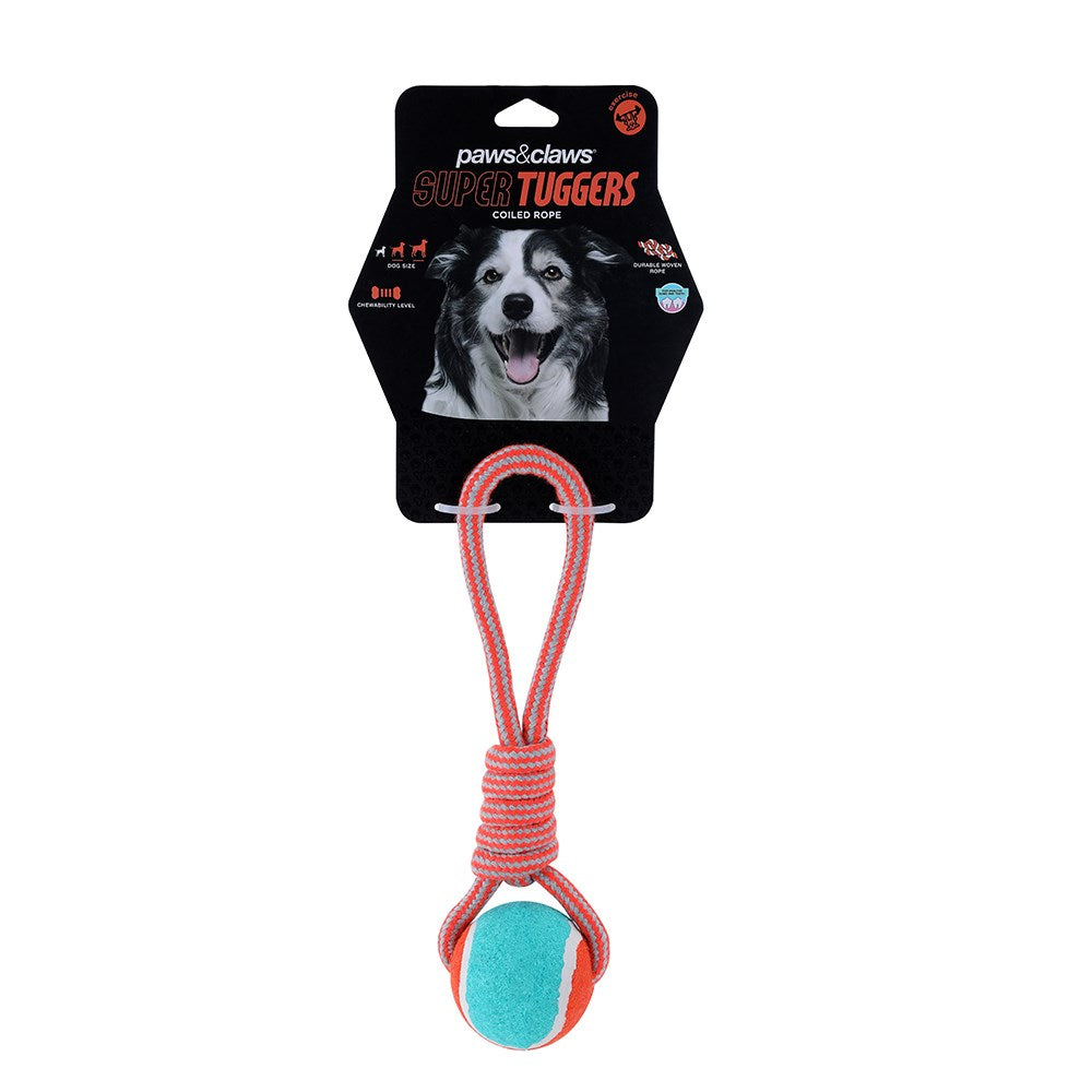 Super Tuggers Rope & Ball Dog Toy – Tug, Chew & Fetch