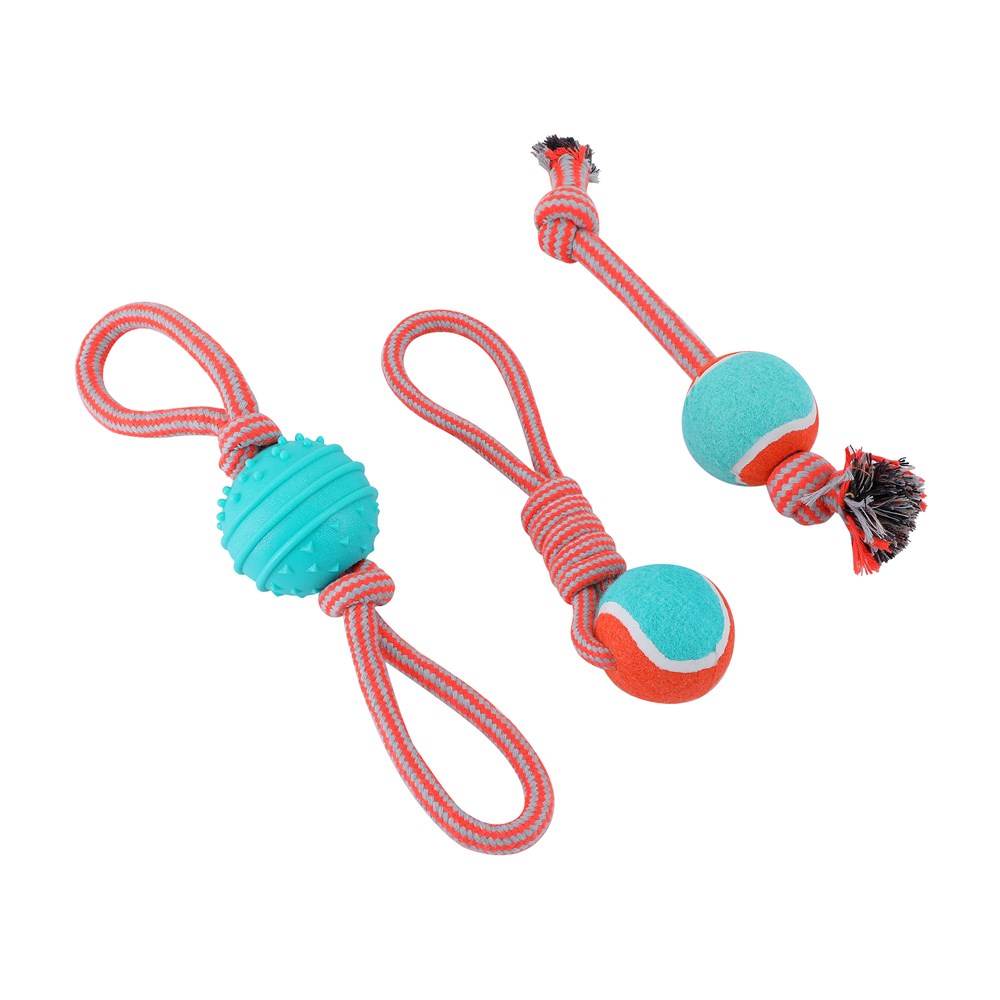 Super Tuggers Rope & Ball Dog Toy – Tug, Chew & Fetch
