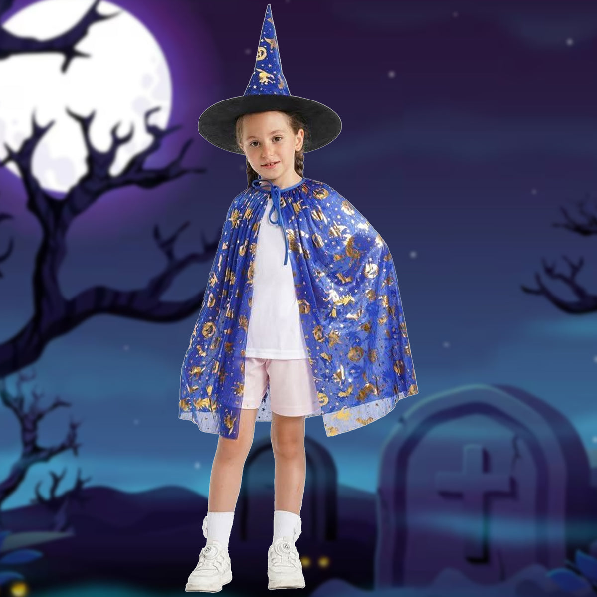 Colourful Witch Cape Set Kids Assorted