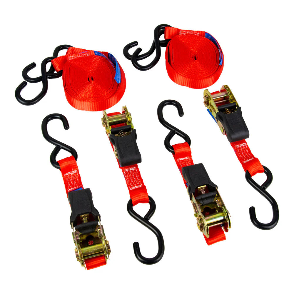 MONKEY GRIP Ratchet Tie Down 450KG Capacity 25mm x 4m Webbing (4pce)