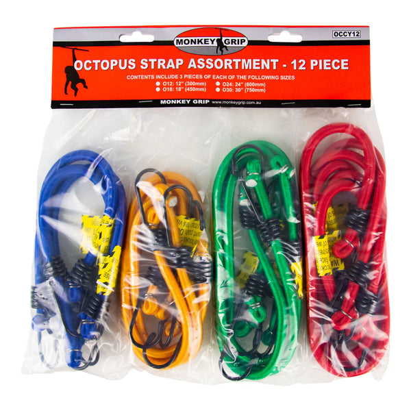 MONKEY GRIP - OCCY STRAP ASSORTMENT 12pce OCTOPUS