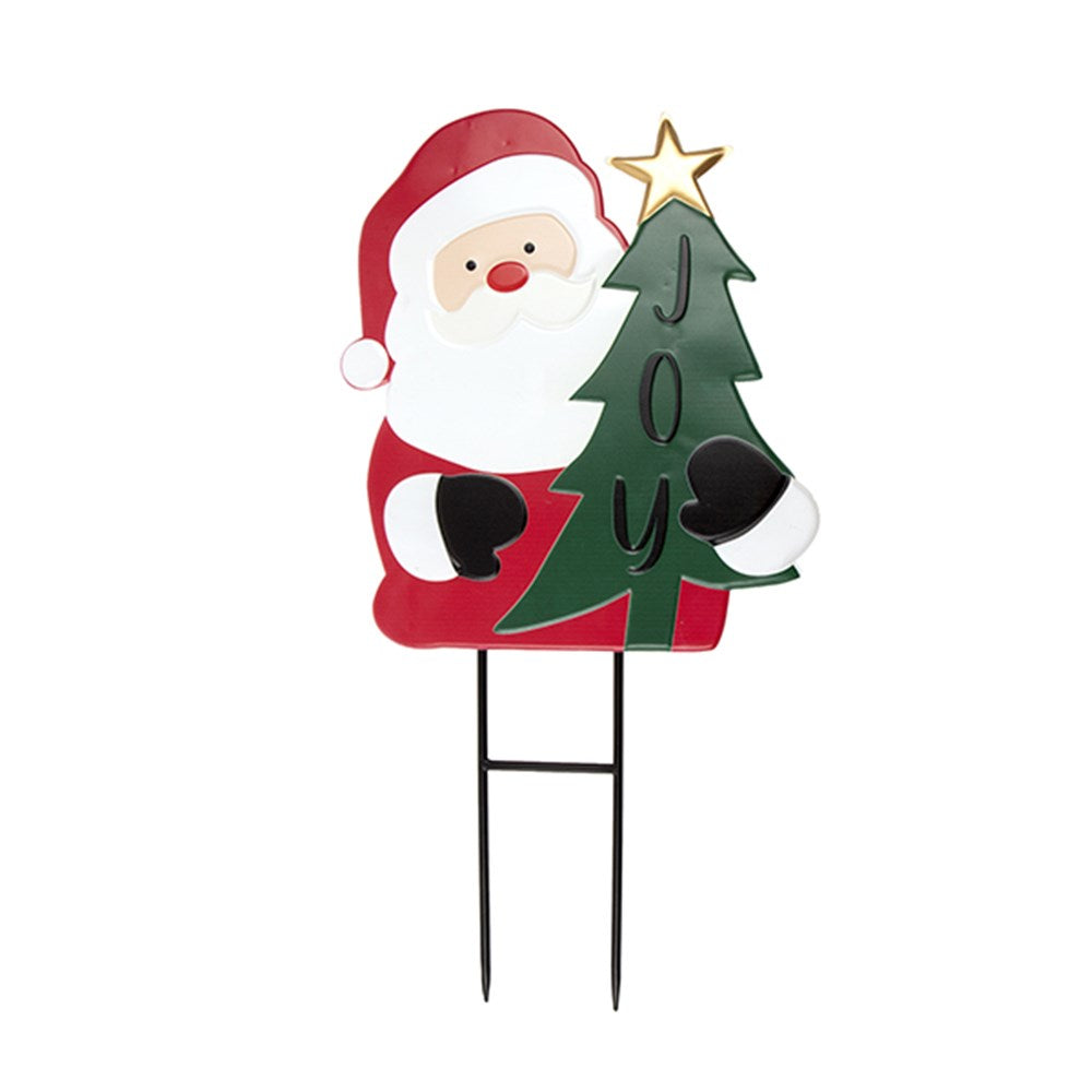 Decoration Garden Stake Xmas Metal Santa