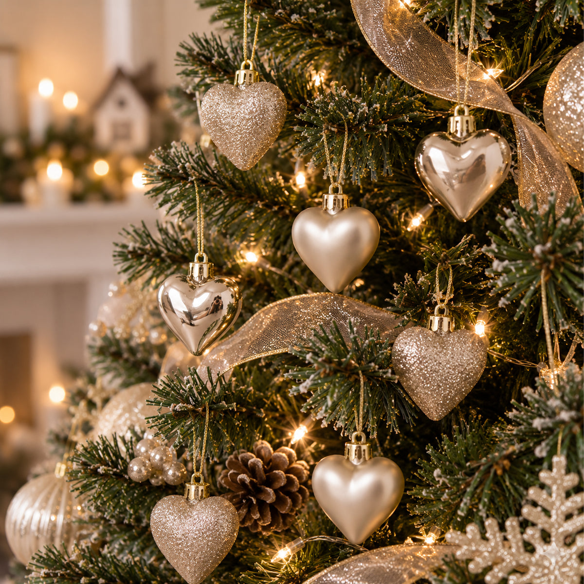 Decoration Xmas Bauble 9pk Heart