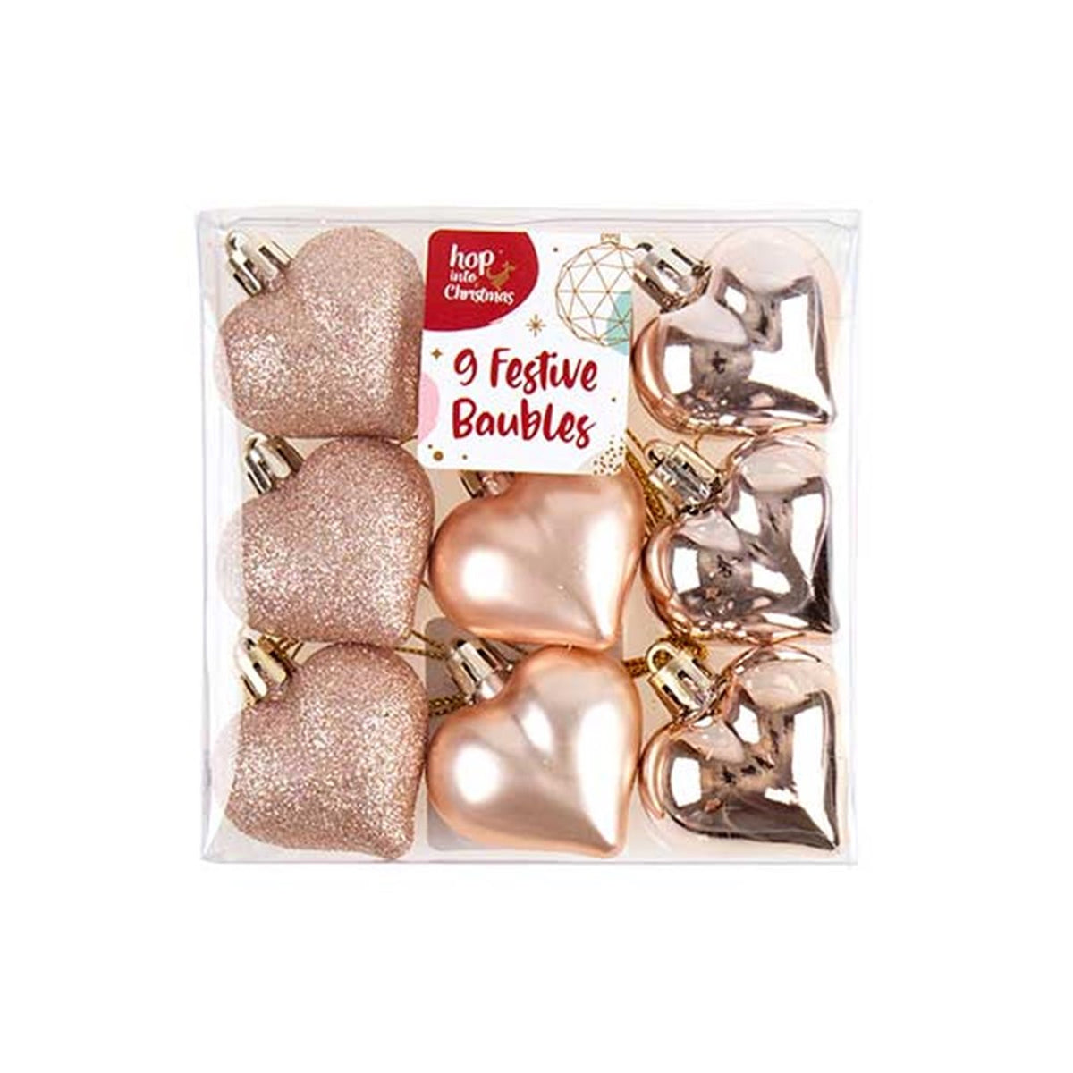 Decoration Xmas Bauble 9pk Heart