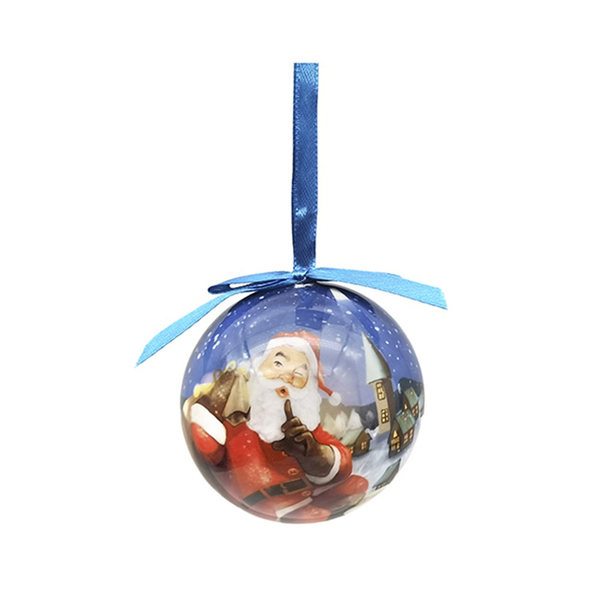 Christmas Bauble w Print Decoration 7.5cm