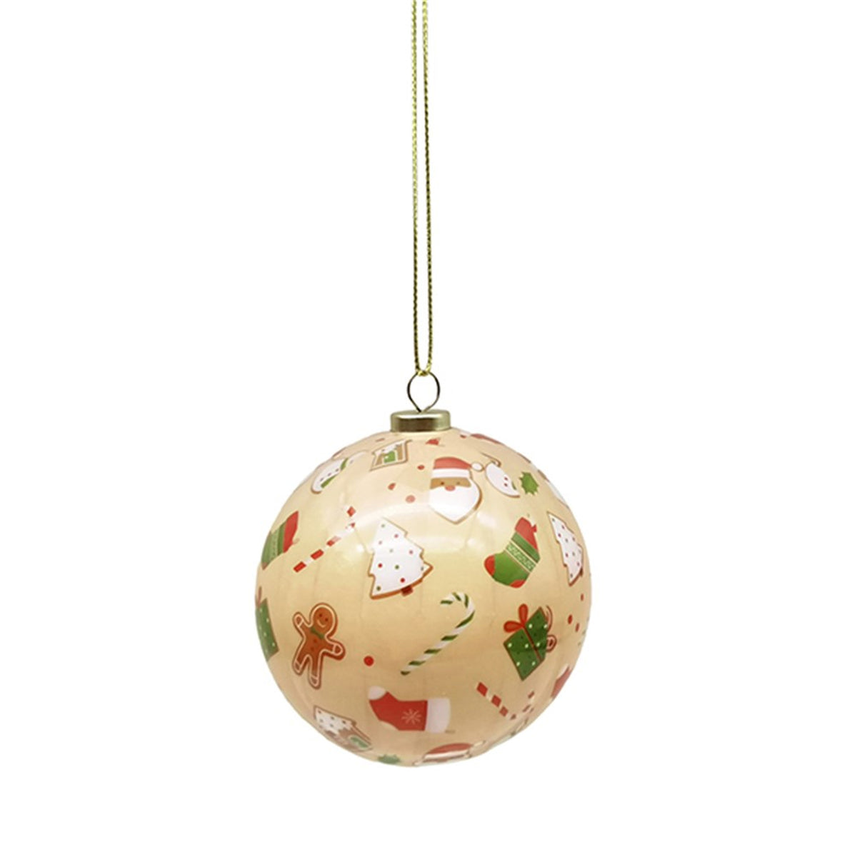 Christmas Bauble w Print Decoration 7.5cm