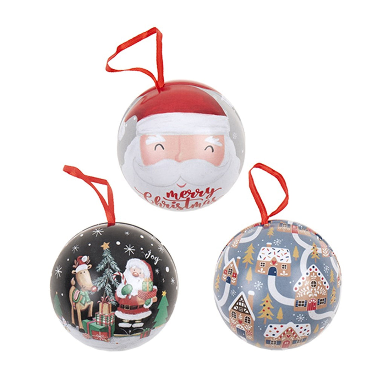 Christmas Bauble Tin Fillable Ornaments Decoration Assorted