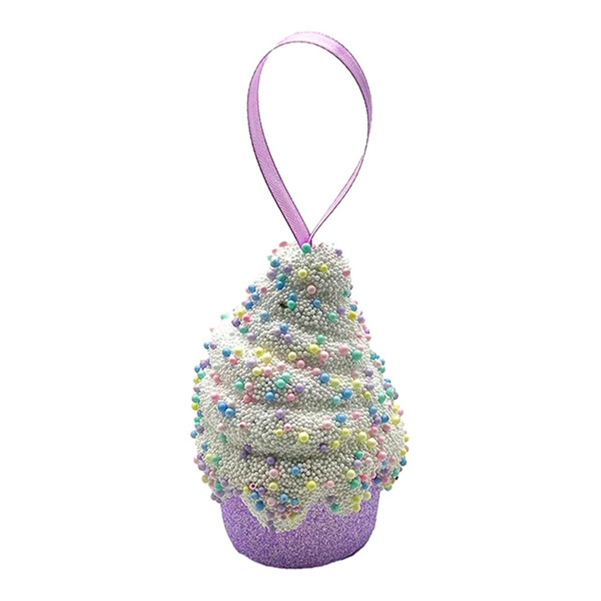 Christmas Tree Cupcake Purple Ornaments Decoration 12x8cm