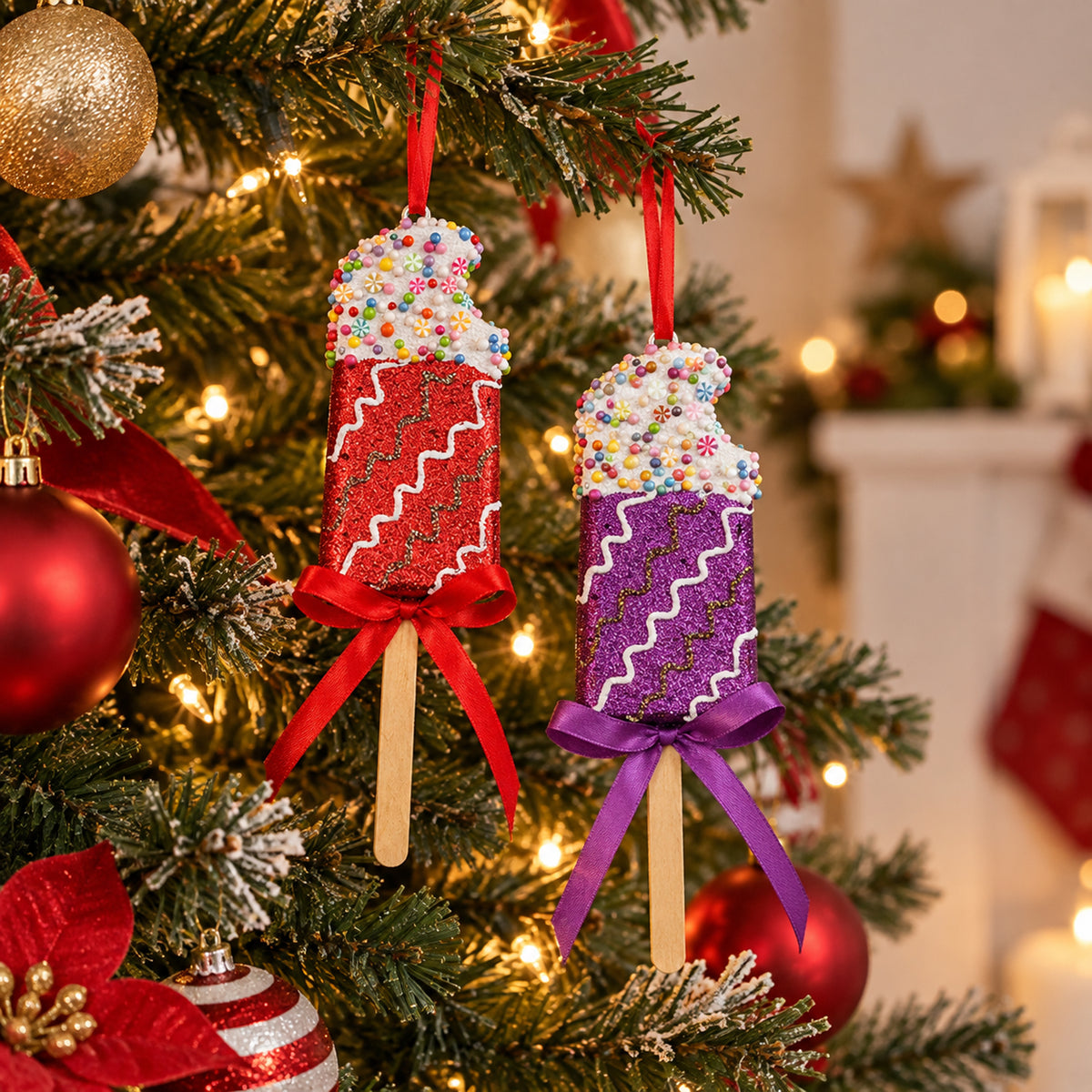 Decoration Xmas Ornaments Tree Ice Cream Block