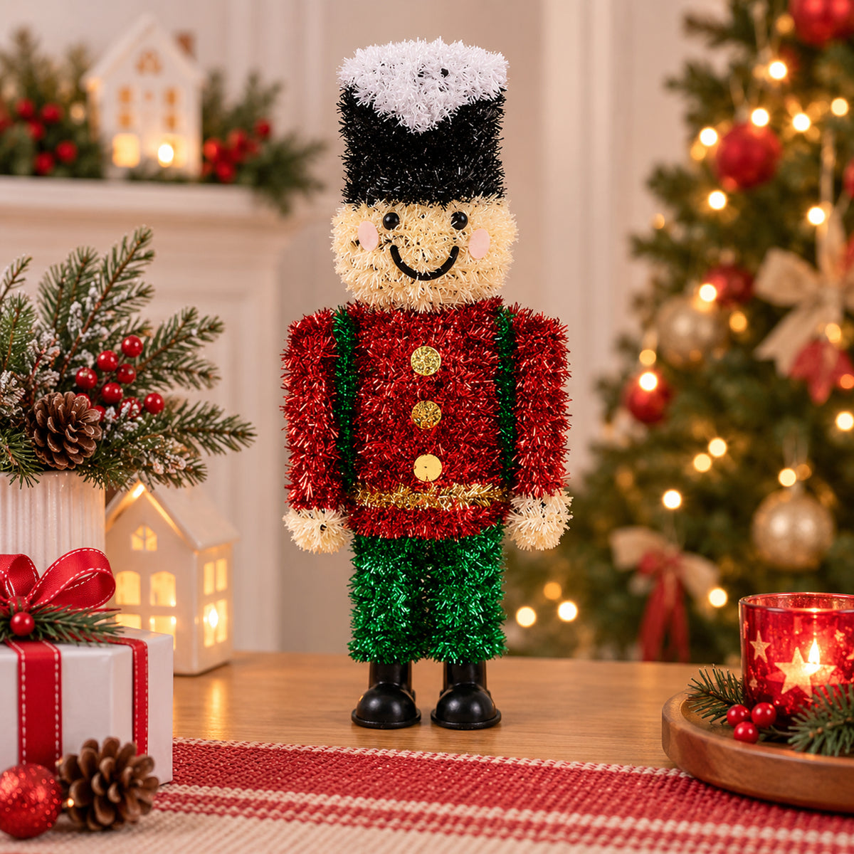Christmas Table Tinsel 3D Jumbo Nutcracker Decoration